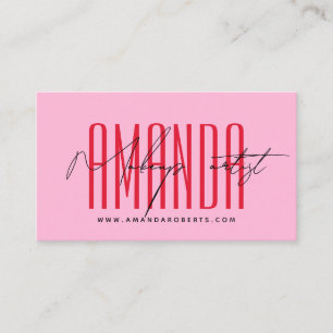 Carte De Visite Maquillage artiste typographie moderne script rose