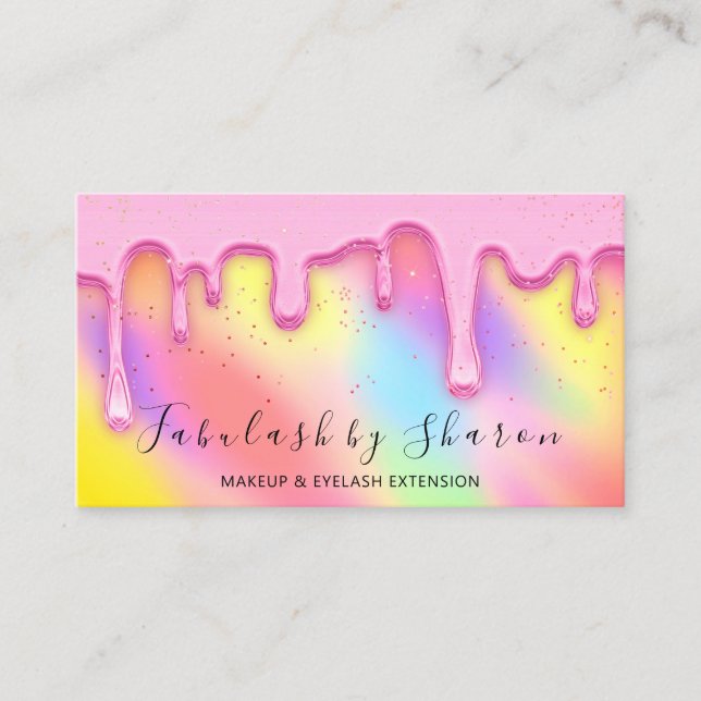 Carte De Visite Maquillage Artiste White Lashes Arc-en-ciel Hologr (Devant)