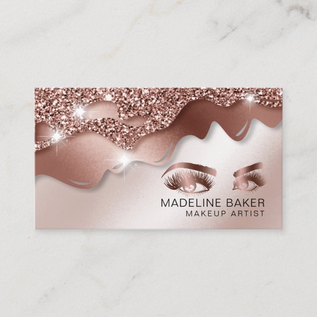 Carte De Visite Maquillage Artiste Yeux Lashes Rose Gold (Devant)
