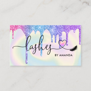 Carte De Visite Maquillage Artiste Yeux Lashes Unicorne Holographi