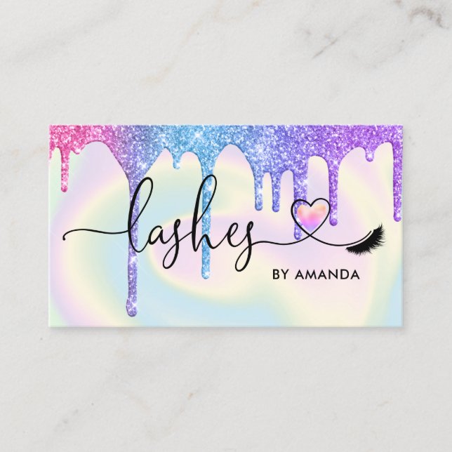 Carte De Visite Maquillage Artiste Yeux Lashes Unicorne Holographi (Devant)