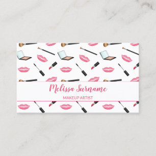 Carte De Visite Maquillage avec Maquilleur à Lèvres Roses Personna