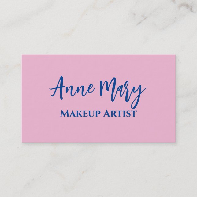 Carte De Visite Maquillage bleu rose Artiste Beauté Salon de coiff (Devant)