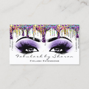 Carte De Visite Maquillage Brow Eyelash Grey Purple Holographe