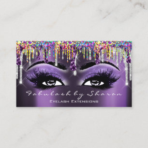Carte De Visite Maquillage Brow Eyelash Grey Purple Holographe