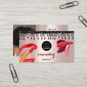 Carte De Visite Maquillage Cheveux Rouge Lipstick Silver Photo QRC