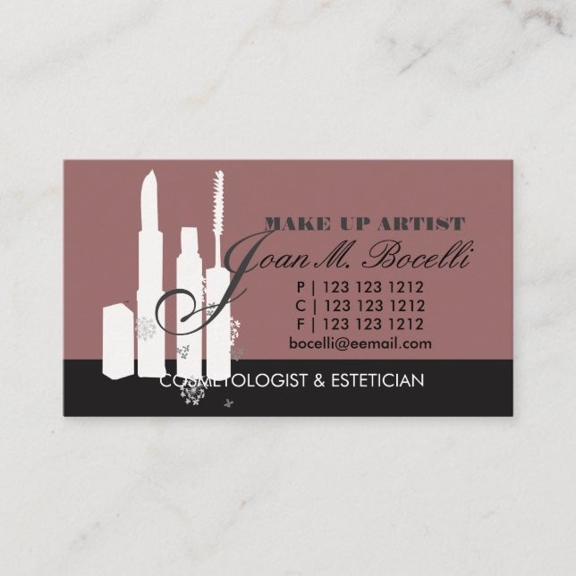 Carte De Visite Maquillage chic Artiste Cosmetologue MUA (Devant)