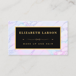Carte De Visite Maquillage Chic Marbre Iridescent Salon de Coiffur