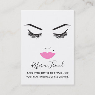 Carte De Visite Maquillage de beauté visage cils lèvres roses Réfé