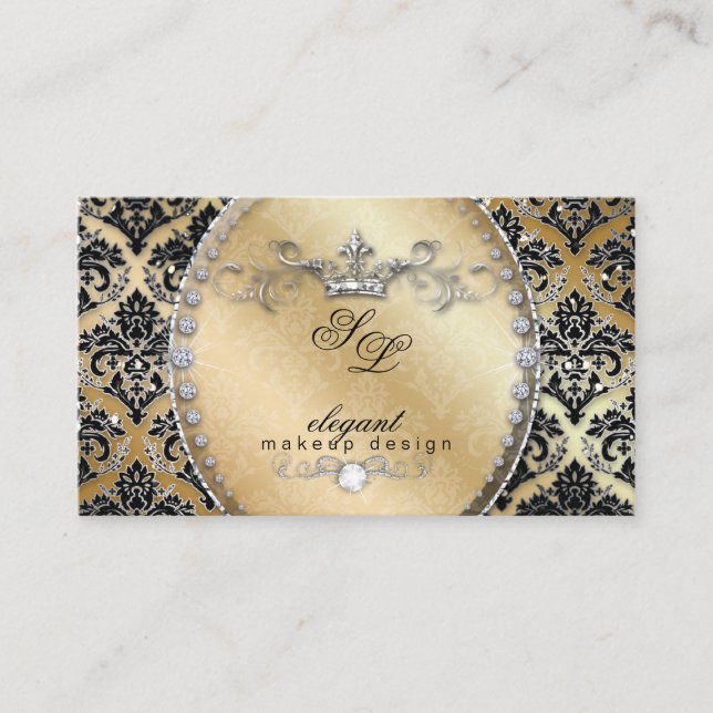 Carte De Visite Maquillage de bijoux de mode Artiste Damask Cool d (Devant)