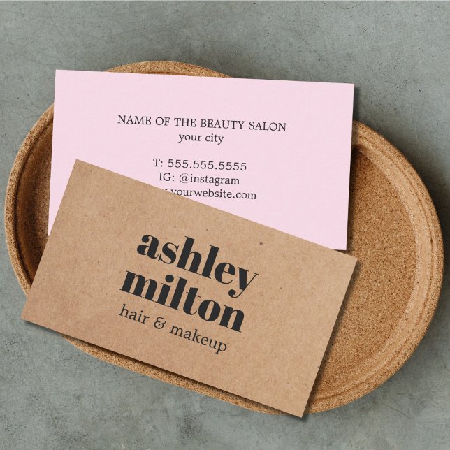 Carte De Visite Maquillage de cheveux minimaliste en gras imprimé  (Créateur téléchargé)