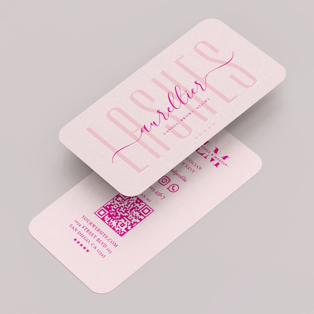 Carte De Visite Maquillage de cils esthétiques Artiste Beauté Past (Aesthetic Lashes Makeup Artist Beauty Pastel Pink Business Card
)