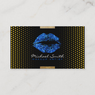 Carte De Visite Maquillage de lèvres Bleues élégant Artiste Dots m