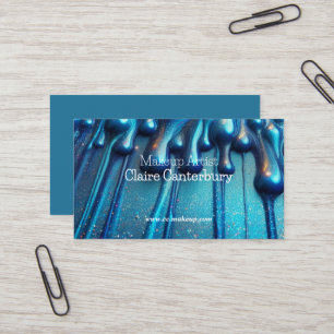 Carte De Visite Maquillage de Parties scintillant bleue à goutte d
