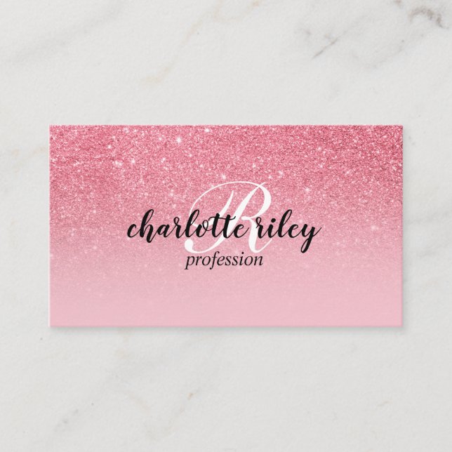 Carte De Visite Maquillage de salon Monogramme de Parties scintill (Devant)
