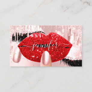 Carte De Visite Maquillage des clous Artiste Rose Rouges Kiss Lips