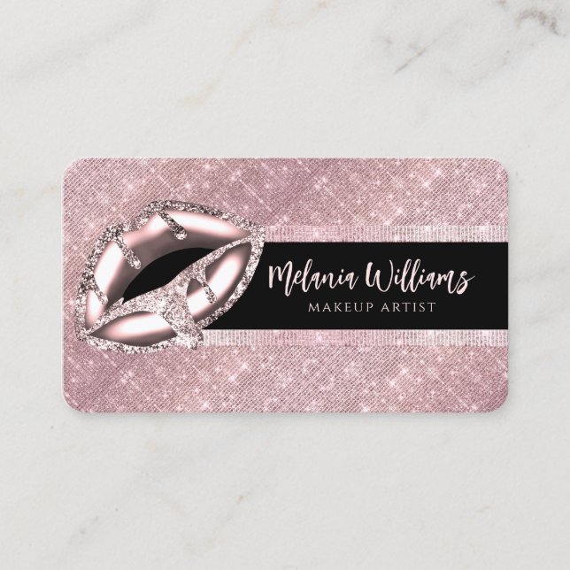 Carte De Visite Maquillage des lèvres Artiste tendance Rose noir P (Devant)