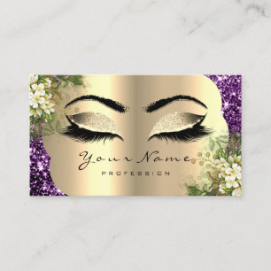 Carte De Visite Maquillage d'or Lashes Floral Mint Purple
