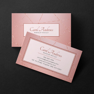 Carte De Visite Maquillage d'or rose Artiste Maquillage de mariée