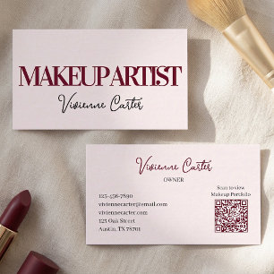 Carte De Visite Maquillage écriture noire rose gênant