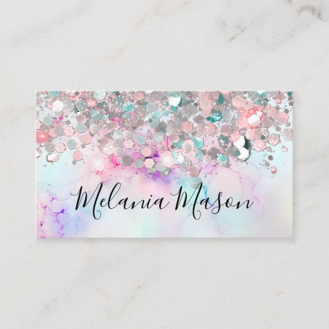 Carte De Visite Maquillage élégant Pastel Parties scintillant d'en (Devant)