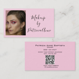 Carte De Visite Maquillage élégant rose poudré noir écriture photo