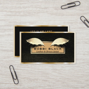 Carte De Visite Maquillage en cuir noir chic de prolongements de