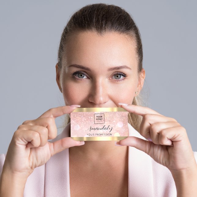 Carte De Visite Maquillage Esthétique Lash Nails QRCode Logo Rose (Créateur téléchargé)