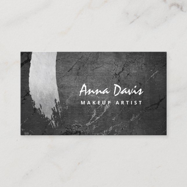 Carte De Visite Maquillage et cheveux argent élégant et moderne (Devant)