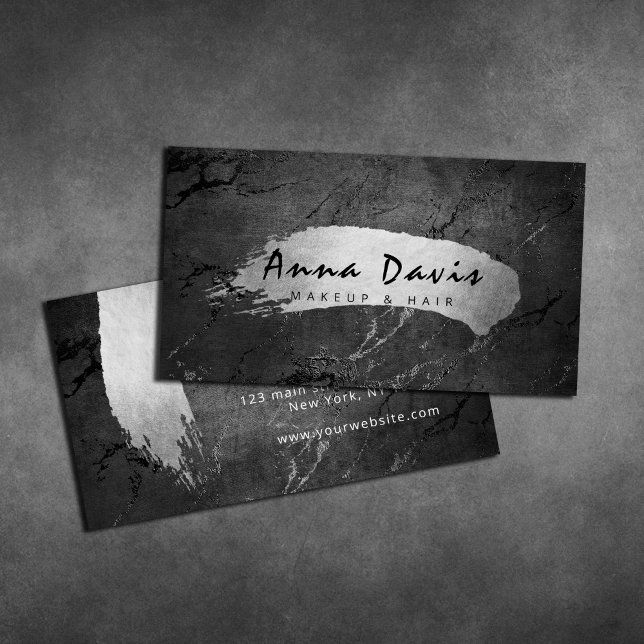 Carte De Visite Maquillage et cheveux argent élégant et moderne (Créateur téléchargé)