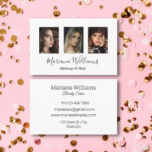 Carte De Visite maquillage et cheveux d'écriture design 3 photos
