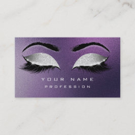 Carte De Visite Maquillage Eyebros Lashes Extension Argent violet