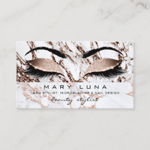 Carte De Visite Maquillage Eyebros Lashes Rose or marbre cuivre