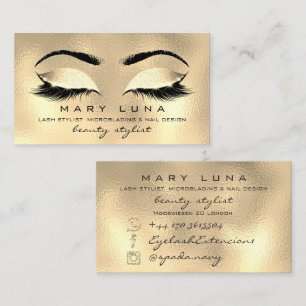 Carte De Visite Maquillage Eyebros Lashes SPA WELLNESS Gold Glass