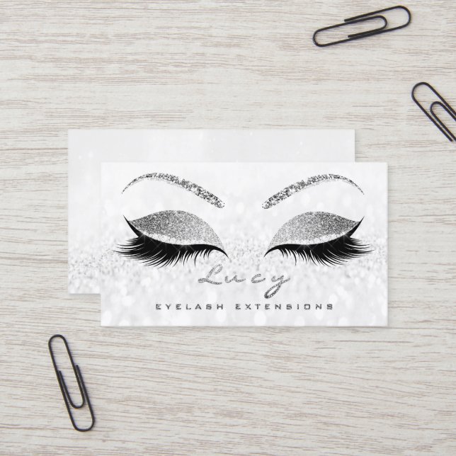 Carte De Visite Maquillage Eyebros Nom Lashes Parties scintillant  (Devant/Arrière en situation)