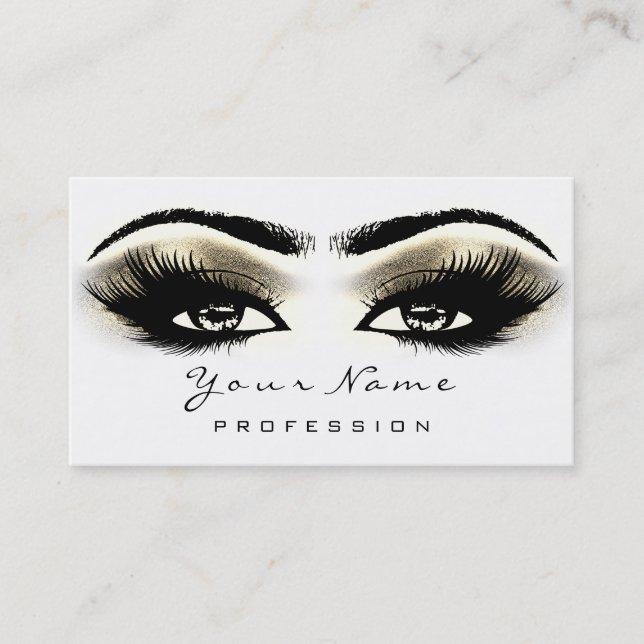 Carte De Visite Maquillage Eyebros yeux Lashes Blanc SPA or (Devant)