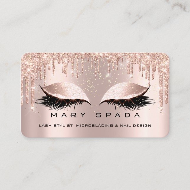 Carte De Visite Maquillage Eyebrosses Lashes Rose rose Étincelle s (Devant)