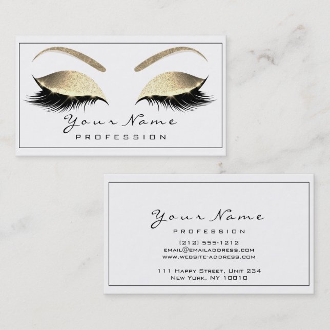 Carte De Visite Maquillage Eyebrow Eyes Lashes Parties scintillant (Devant / Derrière)
