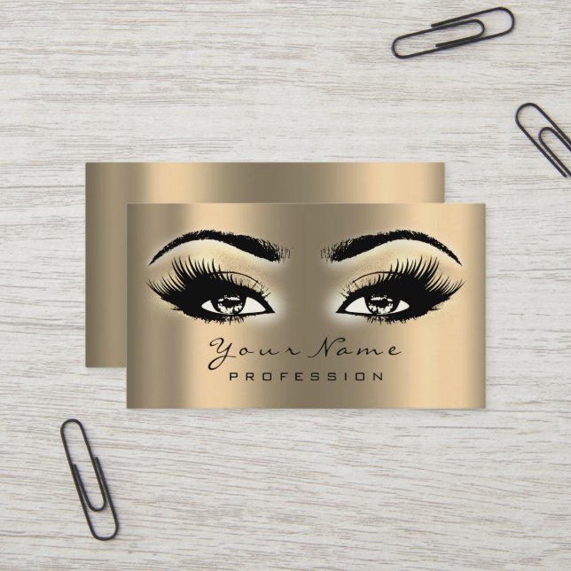 Carte De Visite Maquillage Eyebrow Eyes Lashes Parties scintillant (Devant/Arrière en situation)