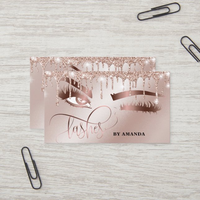 Carte De Visite Maquillage Eyebrow Eyes Lashes Rose Gold Drives (Devant/Arrière en situation)