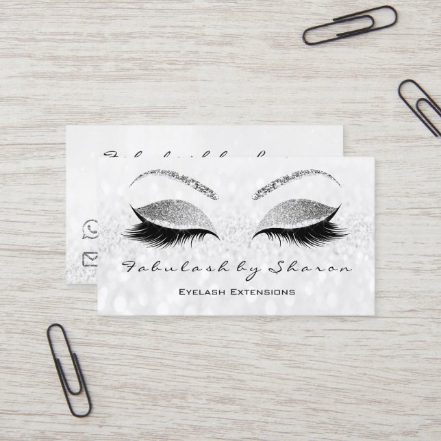 Carte De Visite Maquillage Eyebrow Lash Extension Parties scintill (Devant/Arrière en situation)