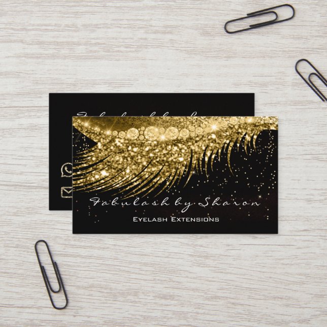 Carte De Visite Maquillage Eyebrow Lash Extension Parties scintill (Devant/Arrière en situation)