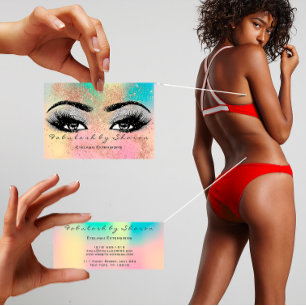 Carte De Visite Maquillage Eyebrow Lash Parties scintillant Pastel