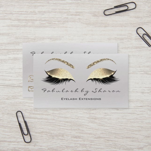 Carte De Visite Maquillage Eyebrow Lashes Parties scintillant Diam (Devant/Arrière en situation)