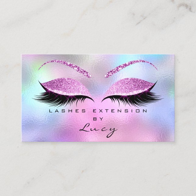 Carte De Visite Maquillage Eyebrow Nom Lash Holographique Rose (Devant)