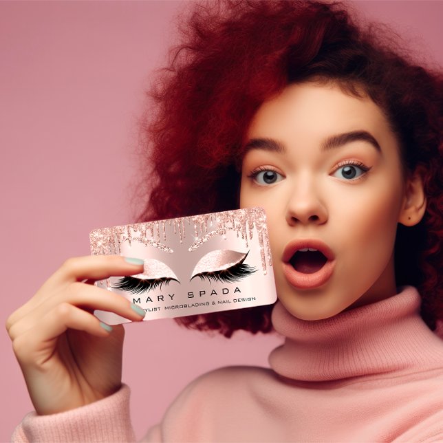 Carte De Visite Maquillage Eyebrows Lashes Browns Rose Spark Socia (Makeup Eyebrows Lashes Browns Rose Spark Social Business Card)