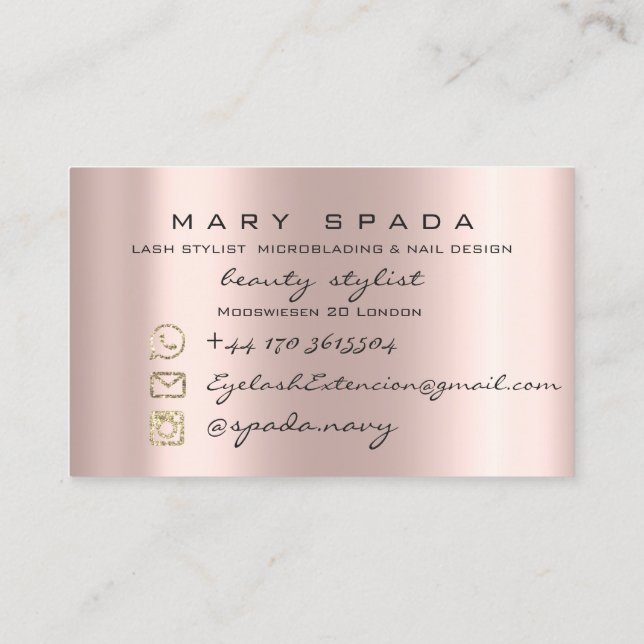 Carte De Visite Maquillage Eyebrows Lashes Rose Drips Social (Dos)