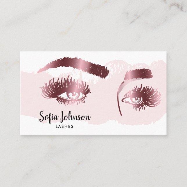 Carte De Visite Maquillage Eyebrows Lashes Rose Gold Eyes (Devant)