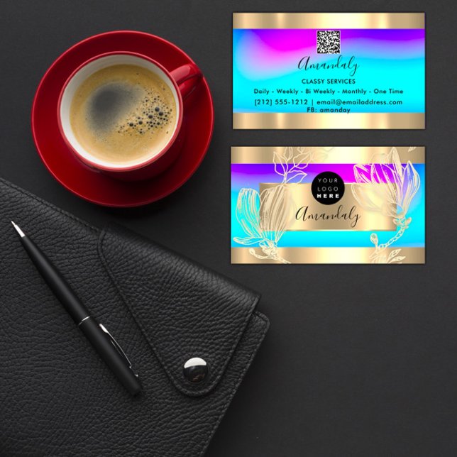 Carte De Visite Maquillage Eyelash Artiste Code QR Logo Floral ros (Eyelash Makeup Artist QR Code Logo Floral Pink Business Card)