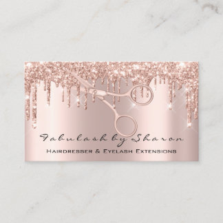 Carte De Visite Maquillage Eyelash Coiffeur Ciseaux Rose